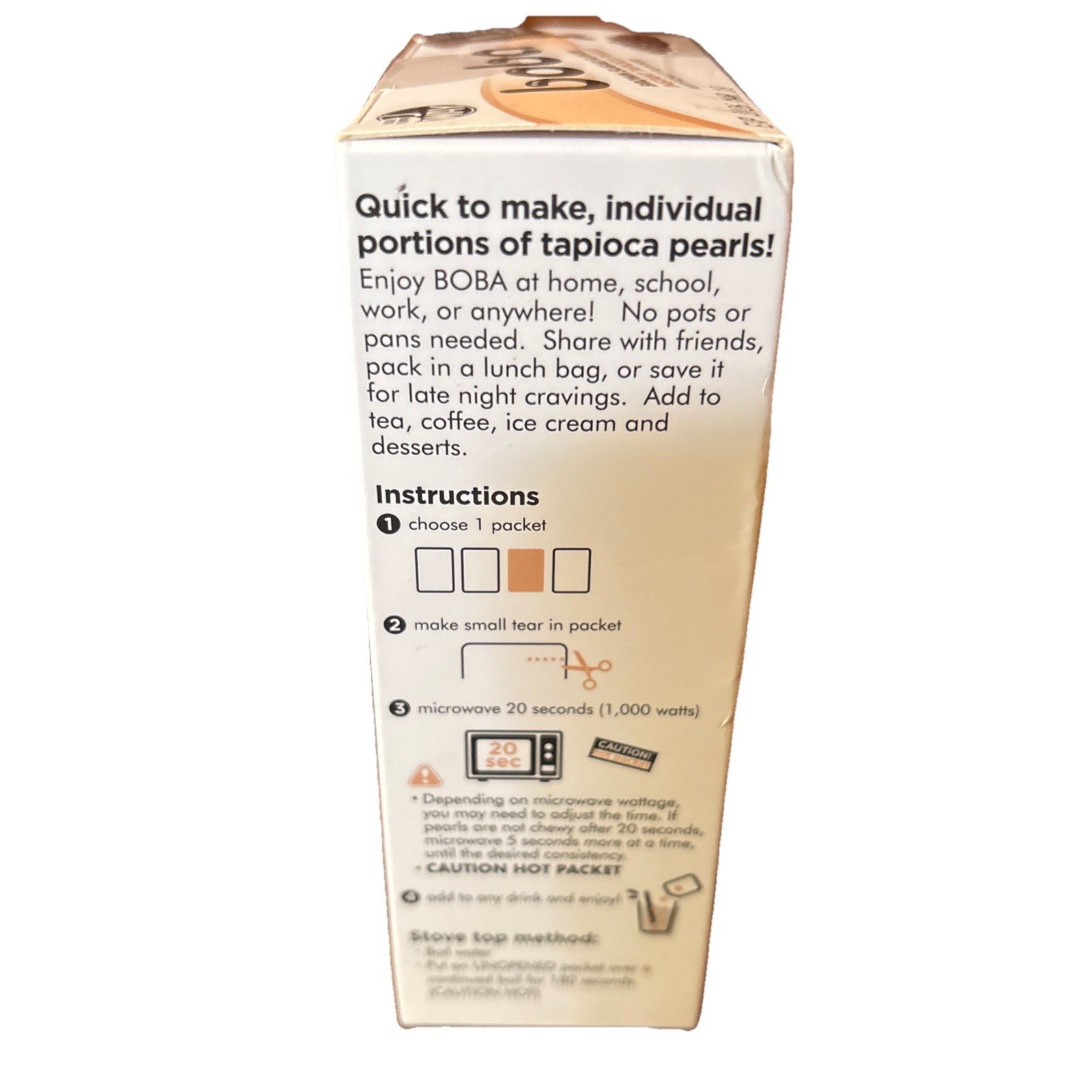 J Way Instant Boba Brown Sugar Tea (4-1.8oz packs) Drink Kit box 7.1 Oz 3/18/26