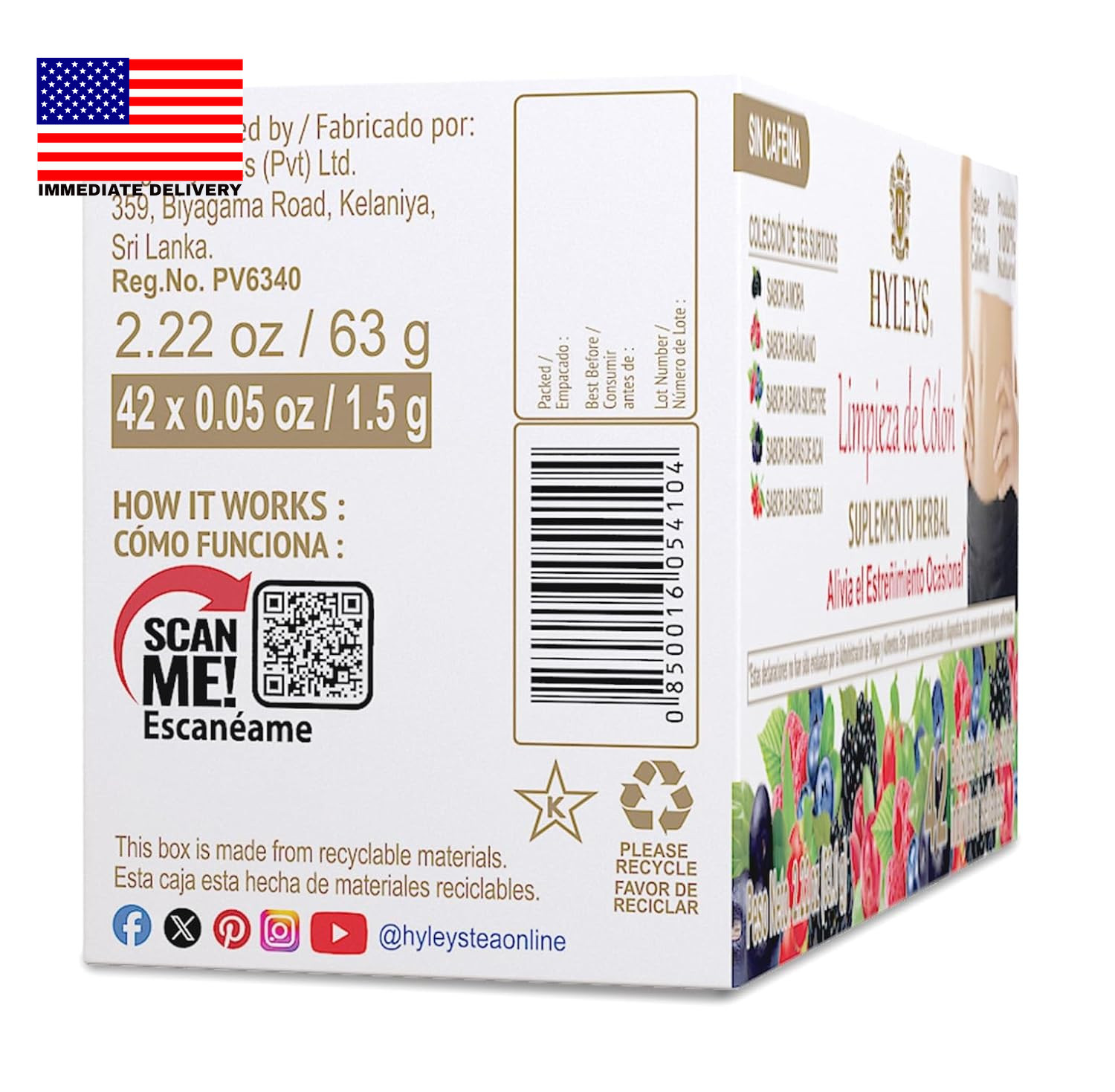 Colon Cleanse Tea, Assorted, 42 Individually Wrapped Herbal Tea Bags | Herbal De