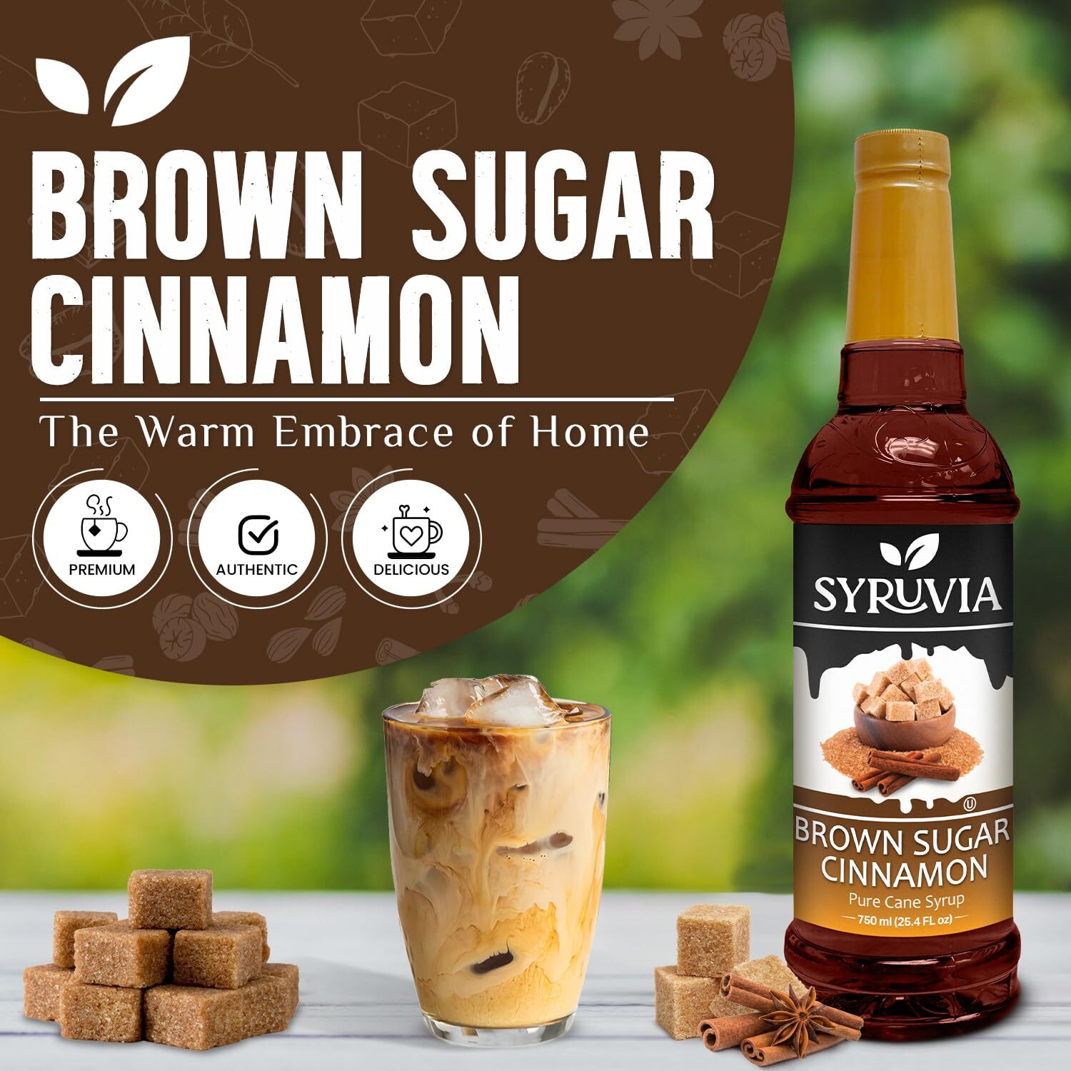 Syruvia Brown Sugar Cinnamon Syrup 25.4 fl oz, Perfect for Drinks
