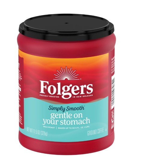 NEW 4 pack Folgers Simply Smooth Ground Coffee, Mild Roast, 11.5 oz Canister