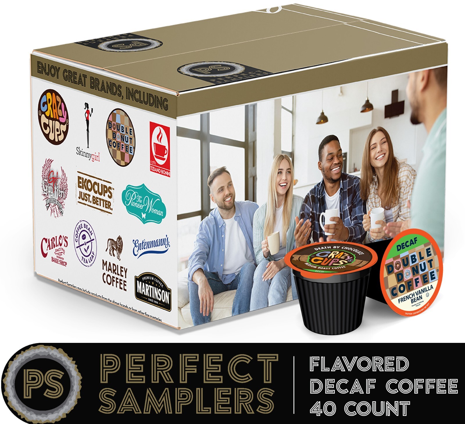 Decaf Flavored coffee variety pack Sampler, 40 count