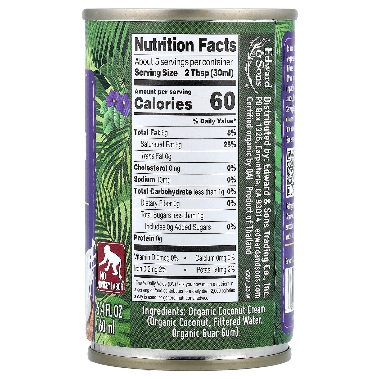 Organic Coconut Cream, Premium, Unsweetened, 5.4 fl oz (160 ml)