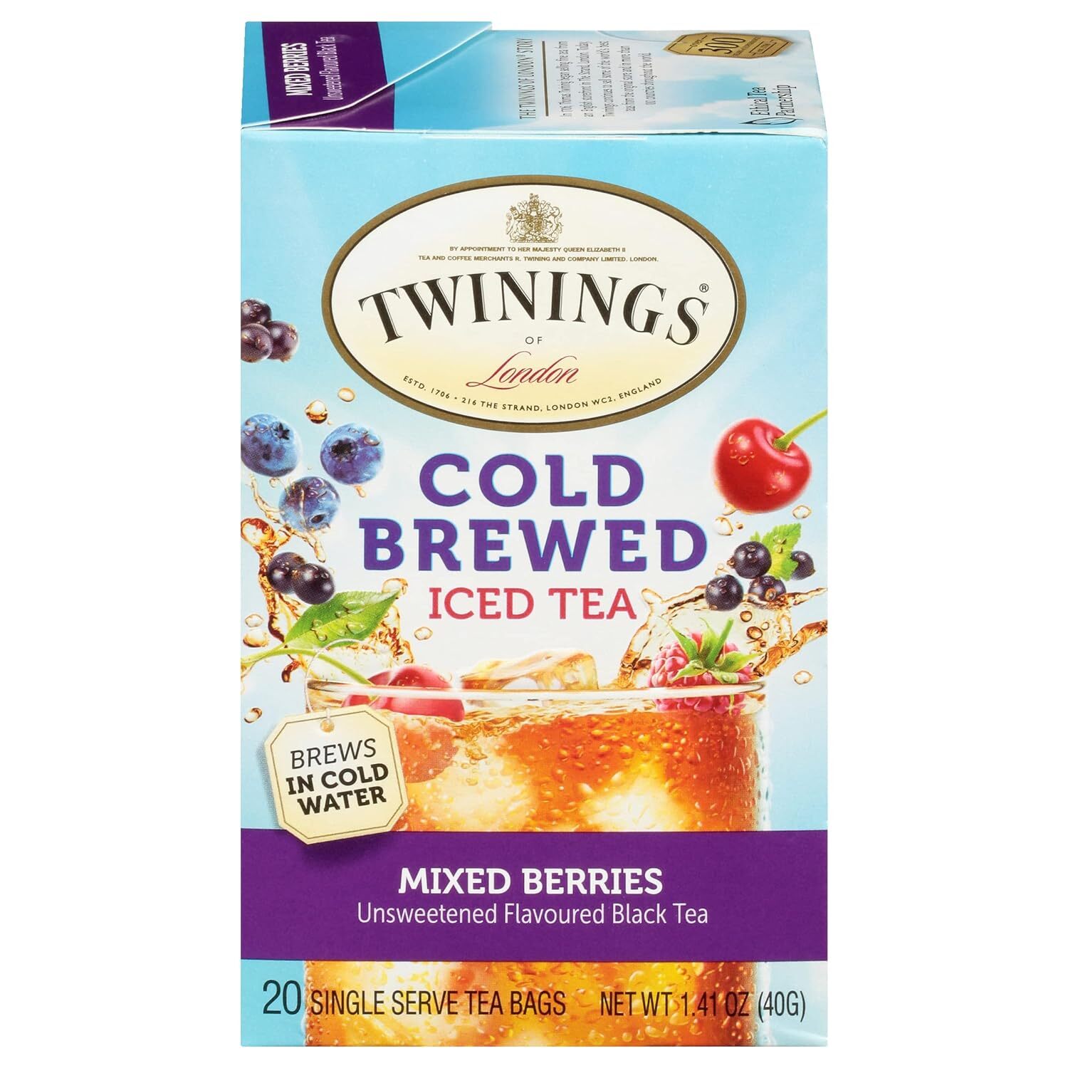 Twinings Mixed Berries Cold Brewed Black Tea Bags – 20 Count