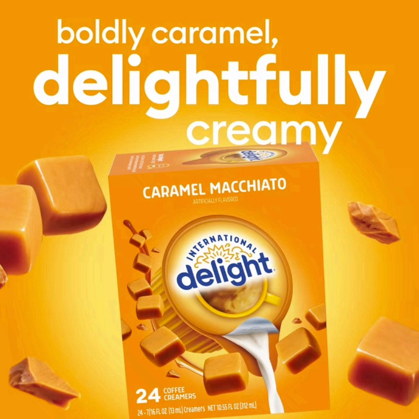 (12 pack) International Delight Caramel Macchiato Coffee Creamer Singles, 0.44oz