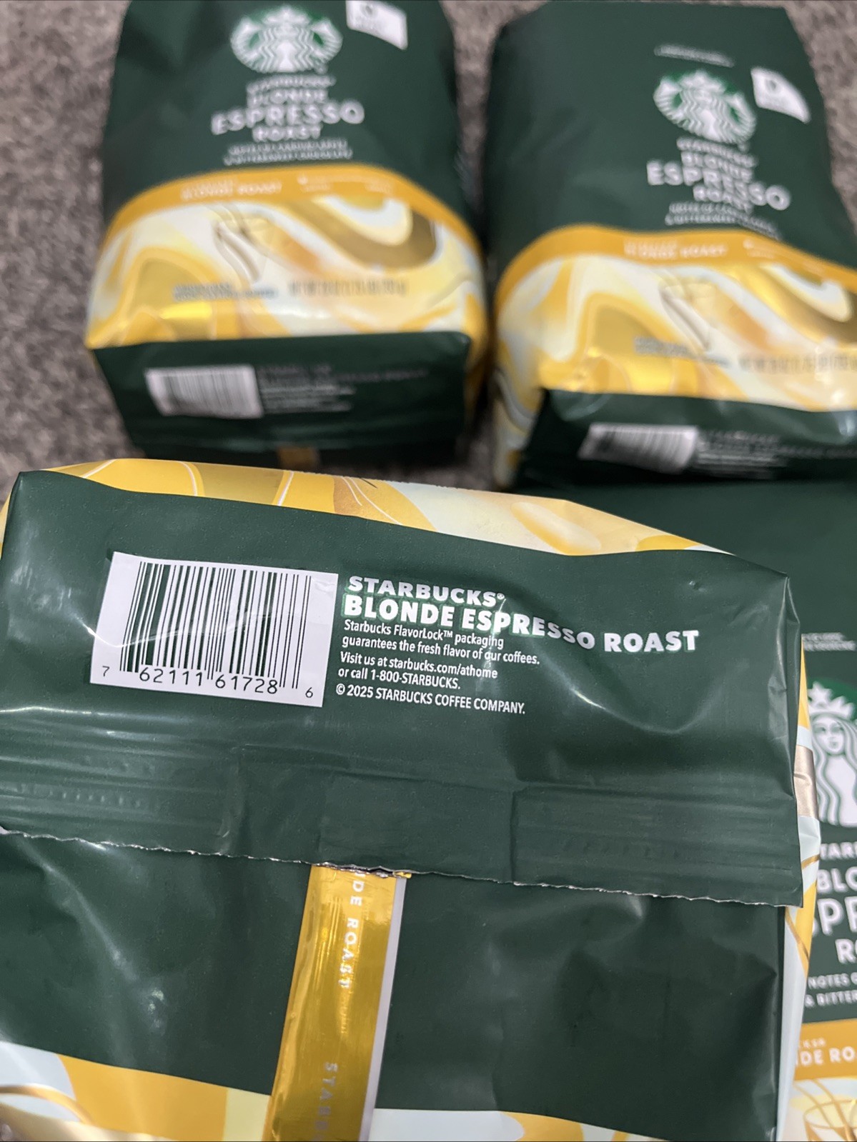 4 bag Starbucks LOT Veranda Blend Blonde LIGHT Roast WHOLE BEAN Coffee 28 oz 7LB