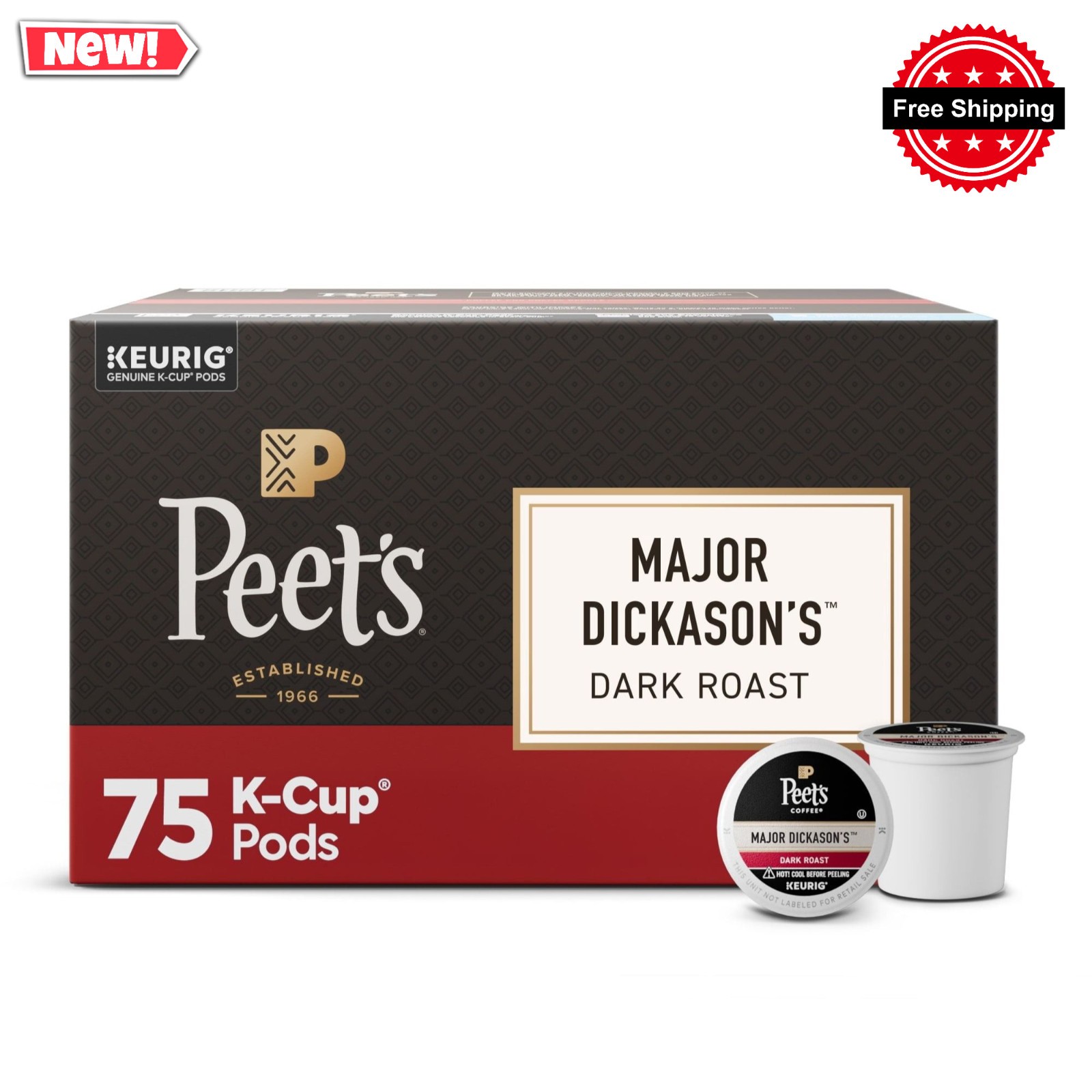 Peet’s Major Dickason’s Dark Roast K-Cup Pods 75 Count Free Shipping