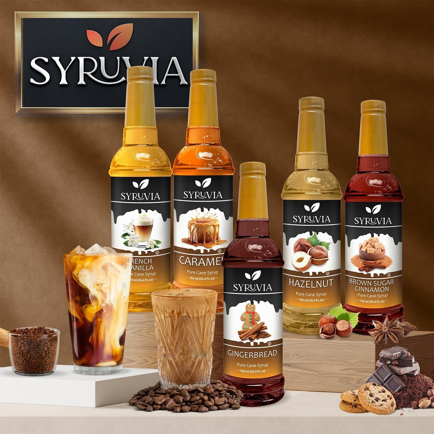 Syruvia French Vanilla Syrup 25.4 fl oz, Kosher, Gluten-Free, Perfect for Coffee