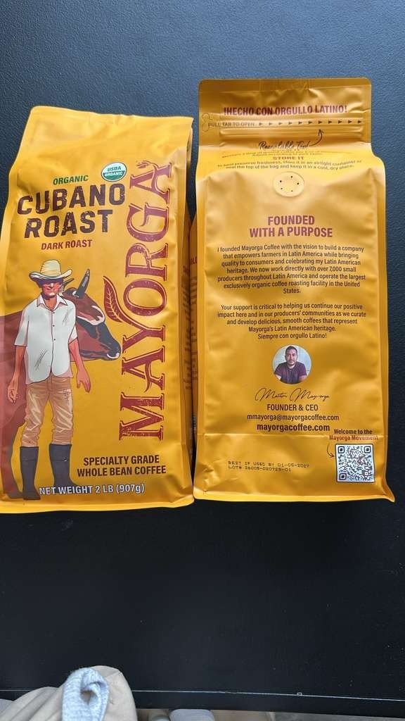 Mayorga Café, USDA Organic, Dark Roast Whole Bean Coffee, 2lb, 2-pk