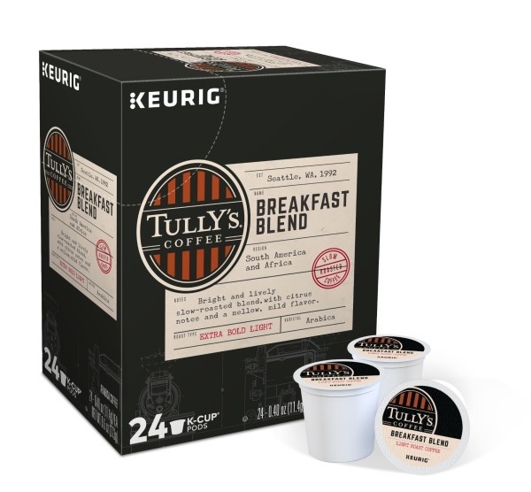 Tully’s Coffee Breakfast Blend, Keurig K-Cup Pod, Medium Roast, 48 Count
