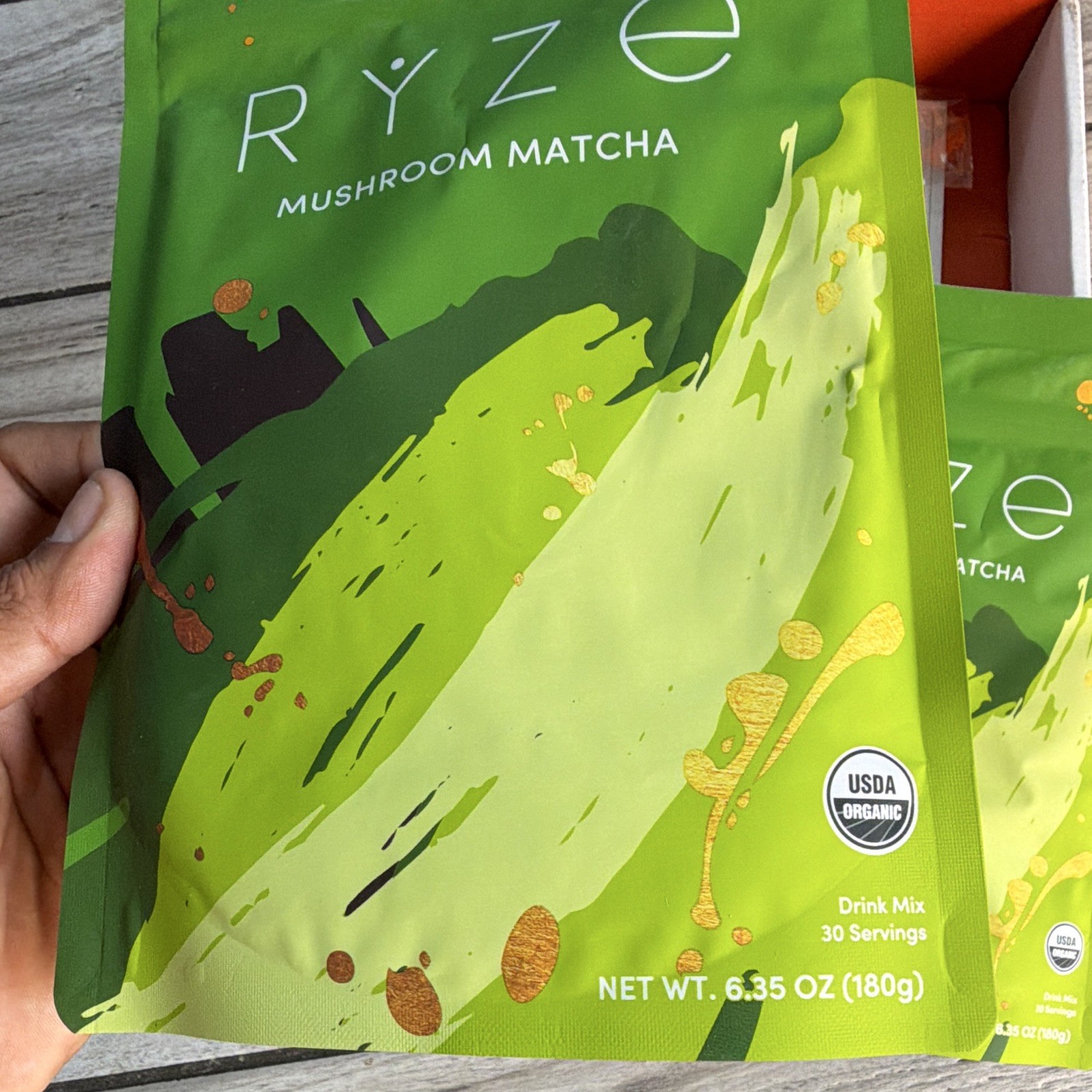 RYZE Mushroom Matcha Powder Drink Mix USDA Organic Vegan 2-Pack 30 Serv (180g)