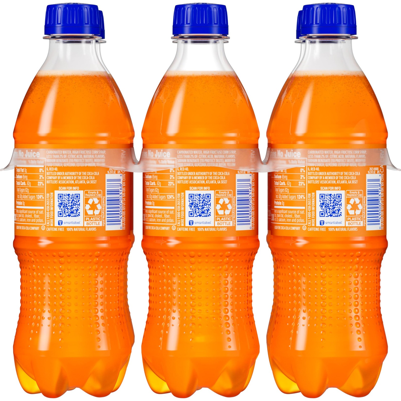 Fanta Orange Soda Soft Drink Bottles, 16.9 fl oz, 6 Pack