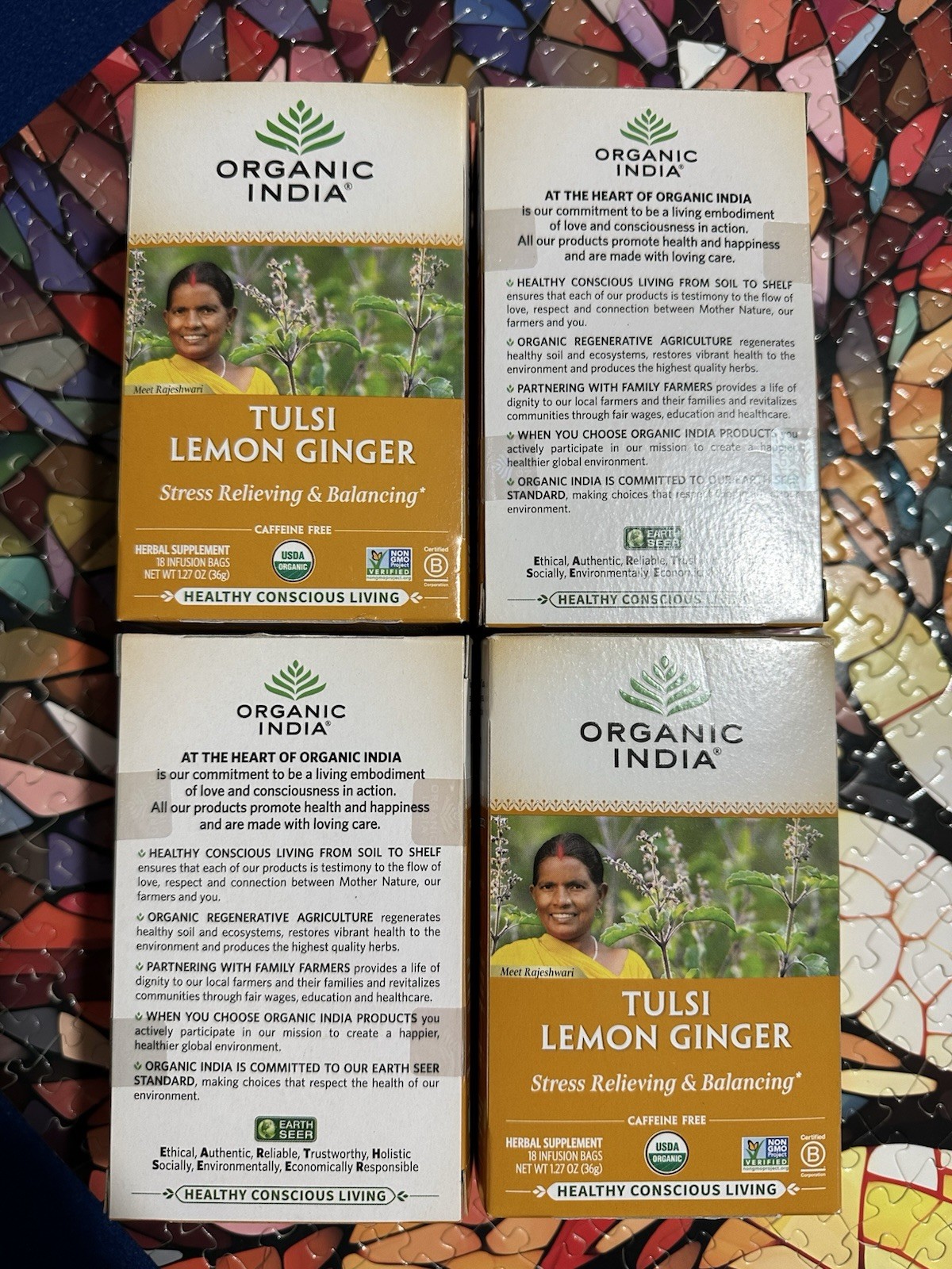 6x Organic India Tulsi Tea Lemon Ginger Holy Basil Balance Stress Relief 9/2027