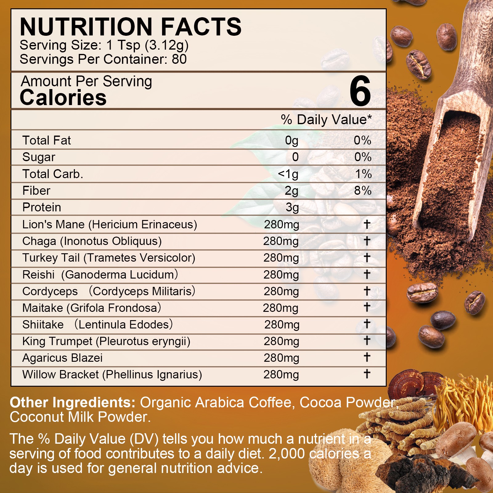 70/250/750g Mushroom Coffee 10 Mushroom Extract Powder Supply Brain&Memory