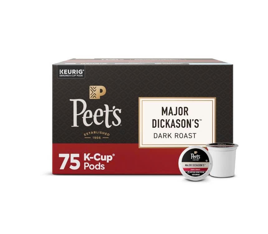 Peet’s Coffee Major Dickason’s Blend Premium Dark Roast K-Cup Coffee Pods, 75