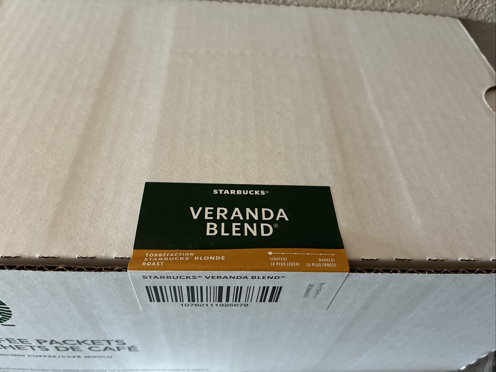 Starbucks Veranda Blend Ground Coffee 18 Pack 2.5oz Pot Size Blonde Roast 8/26