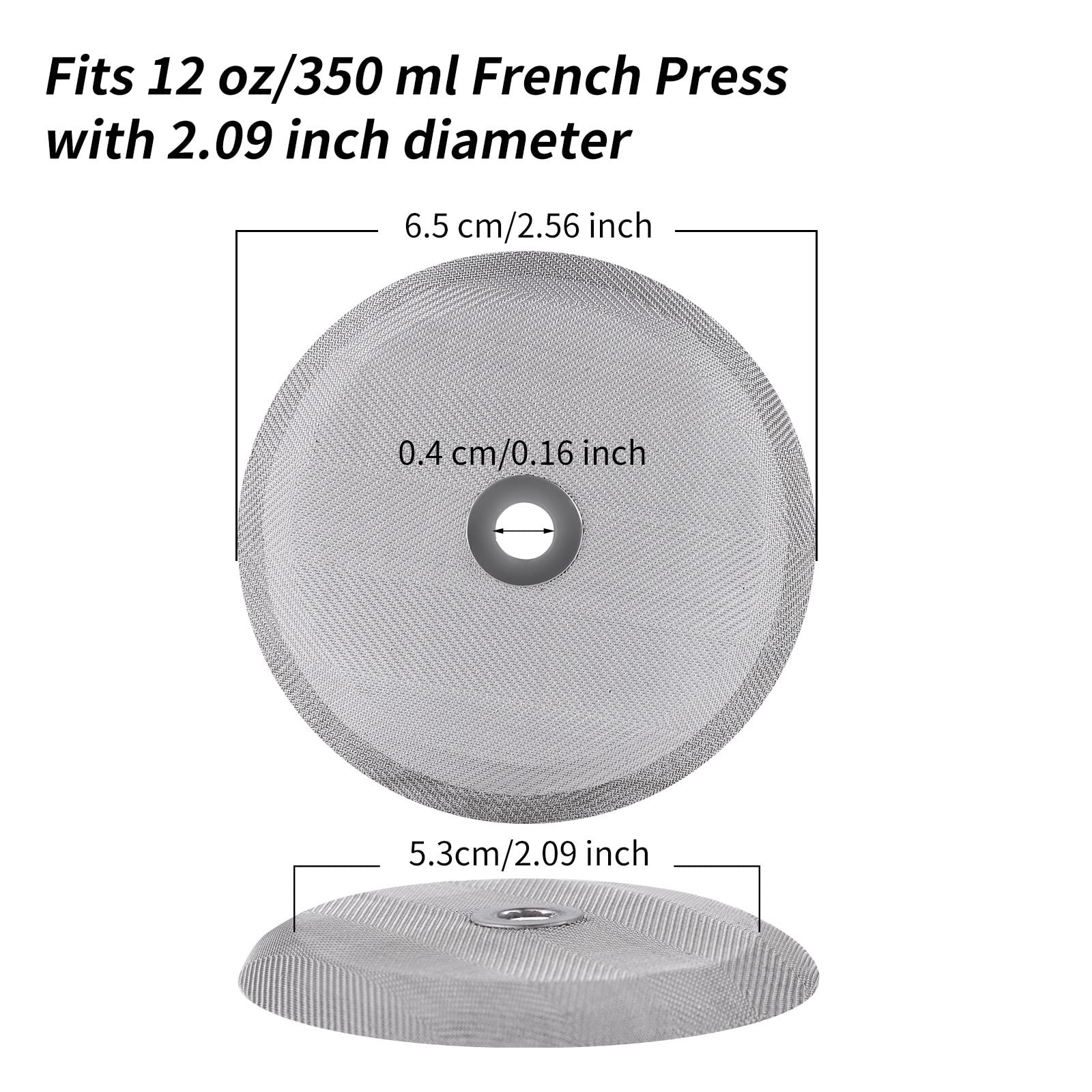 Sivaphe 12 oz French Press Replacement Filter, 1-2 Cup 12oz-6pieces, Sliver