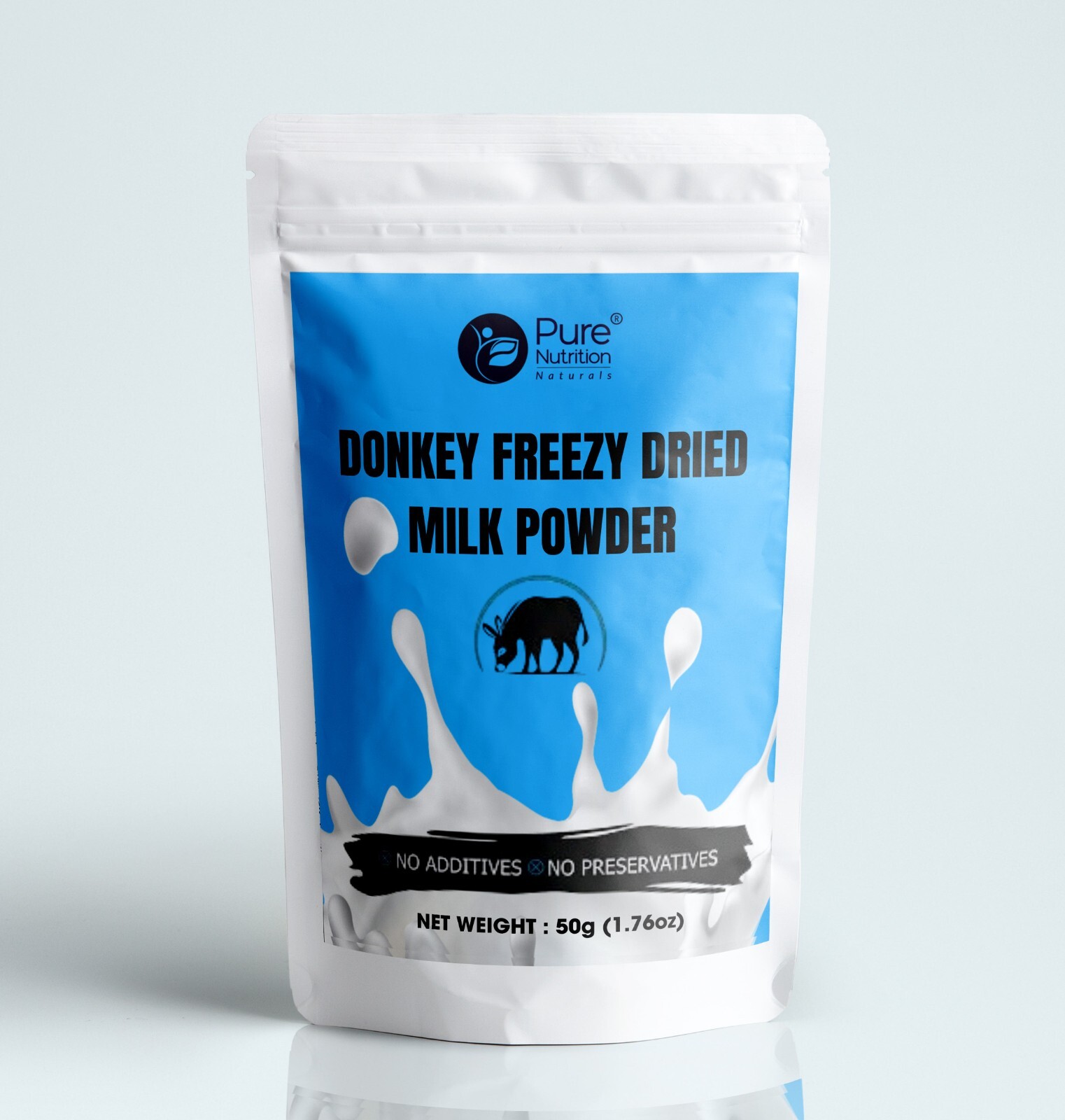 100% PURE NATURAL HERBS DONKEY MILK POWDER FREEZE DRIED 50GM (1.76 Oz)