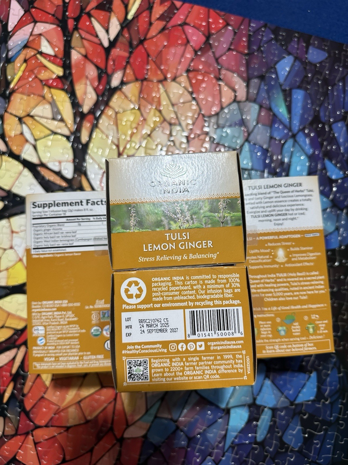 6x Organic India Tulsi Tea Lemon Ginger Holy Basil Balance Stress Relief 9/2027