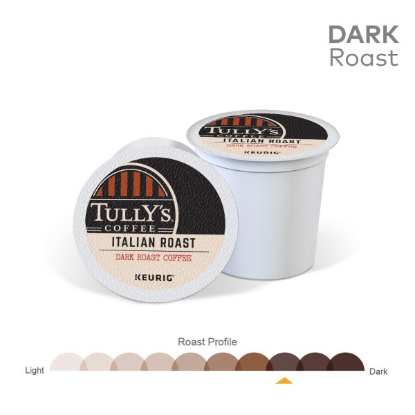 Tully’s Coffee Italian Roast, Keurig K-Cup Pod, Dark Roast, 144 Count