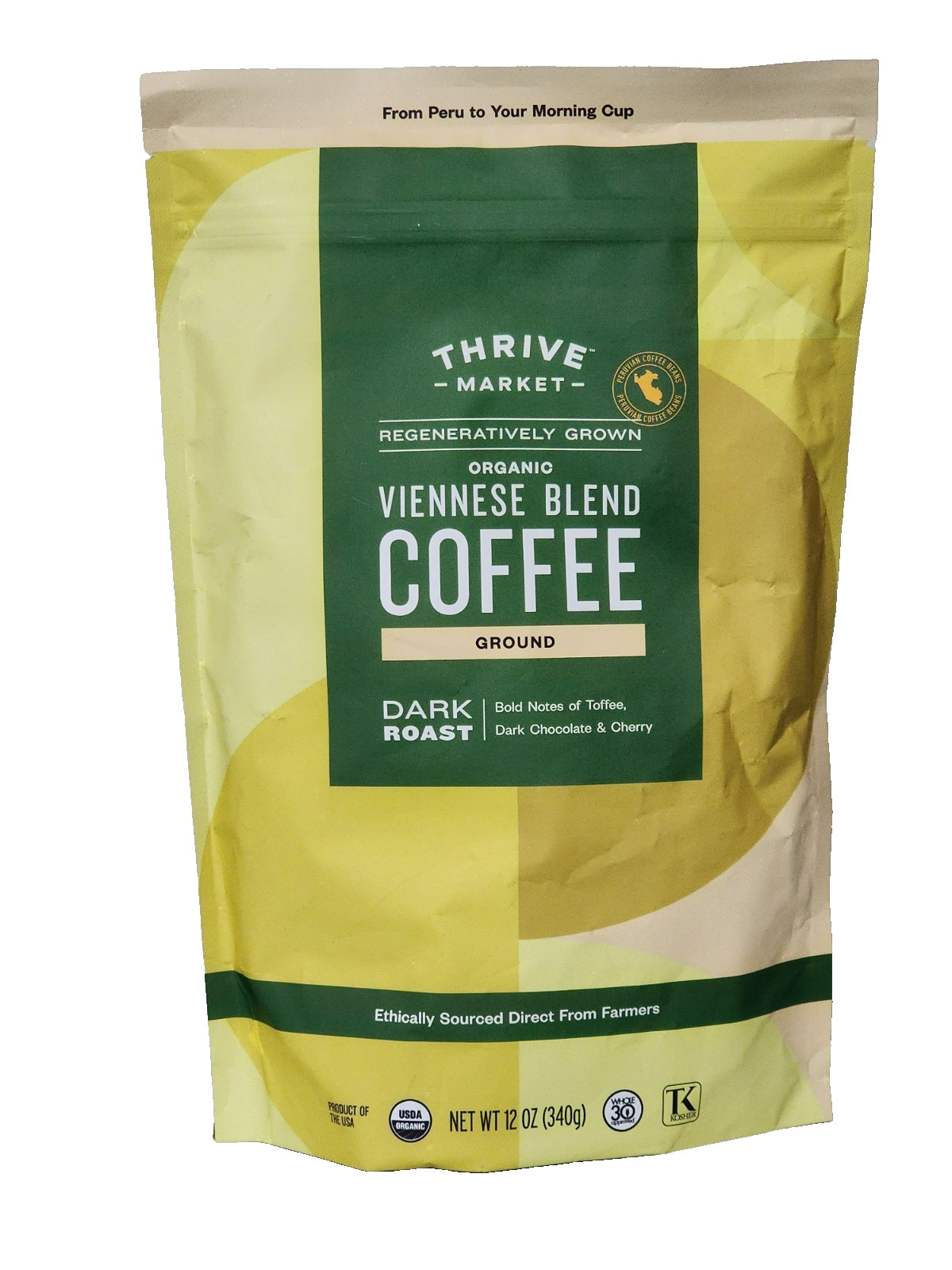 LOT 2 Thrive Market Viennese Blend Coffee Organic GROUND DARK ROAST 12 OZ EACH