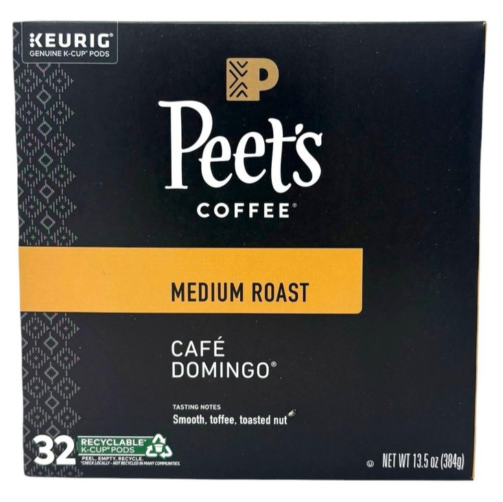 Peet’s Coffee Cafe Domingo Medium Roast Recyclable K-Cup Pods (32 Count)