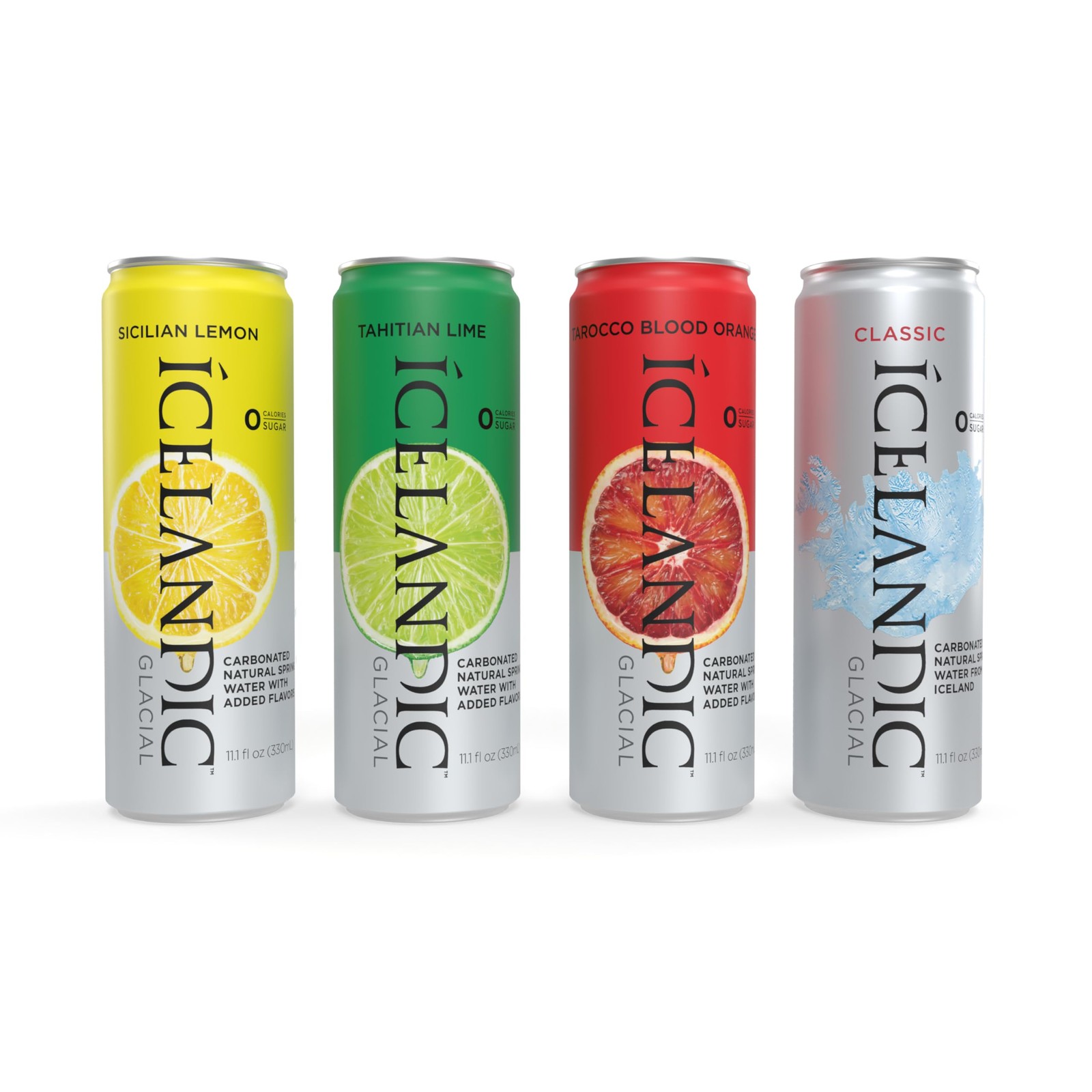 Icelandic Glacial Sparkling Water, Unflavored, 330 ml / 11.1 Fl Oz Pack of 10