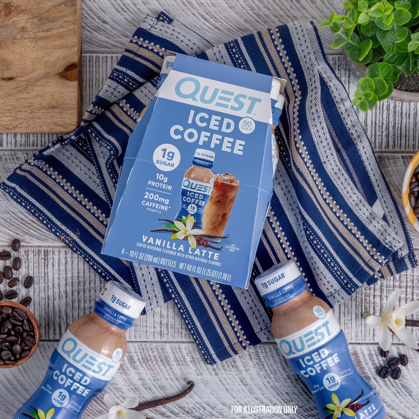 Quest Nutrition Iced Coffee, Vanilla Latte, 1g of 2.5 Fl Oz (Pack 4)