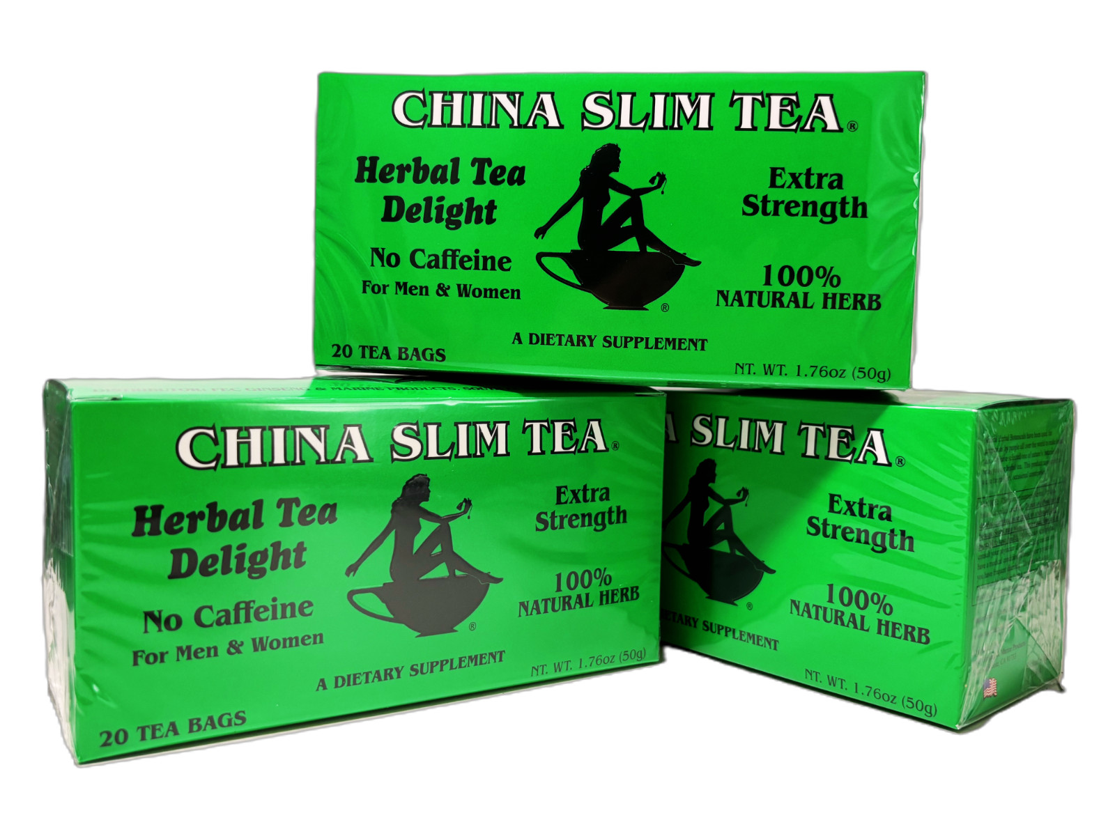 China Slim Tea Natural Herbal Tea No Caffeine 20 Teabags/Box (Pack of 3)
