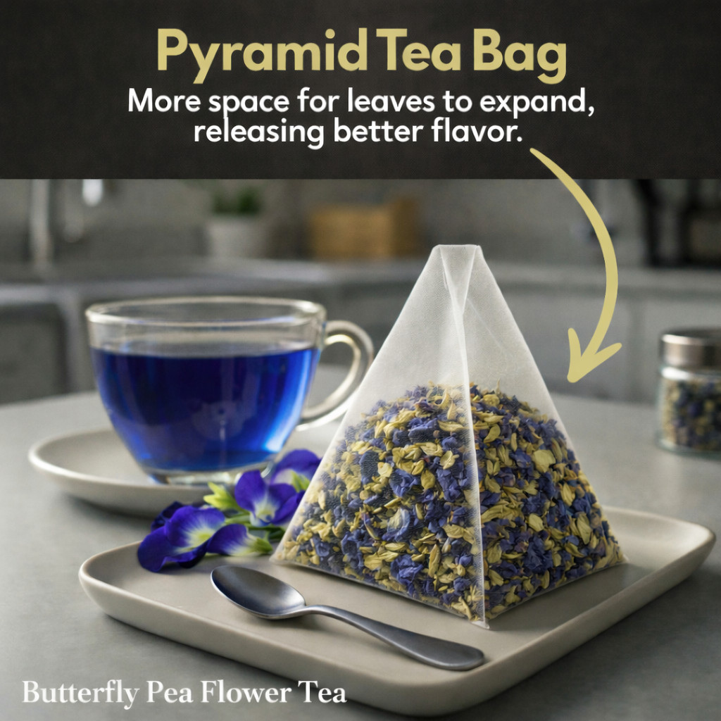 Organic Butterfly Pea Flower Tea Bags – 100 Count (Plant-Based Pyramid Tea Bags)