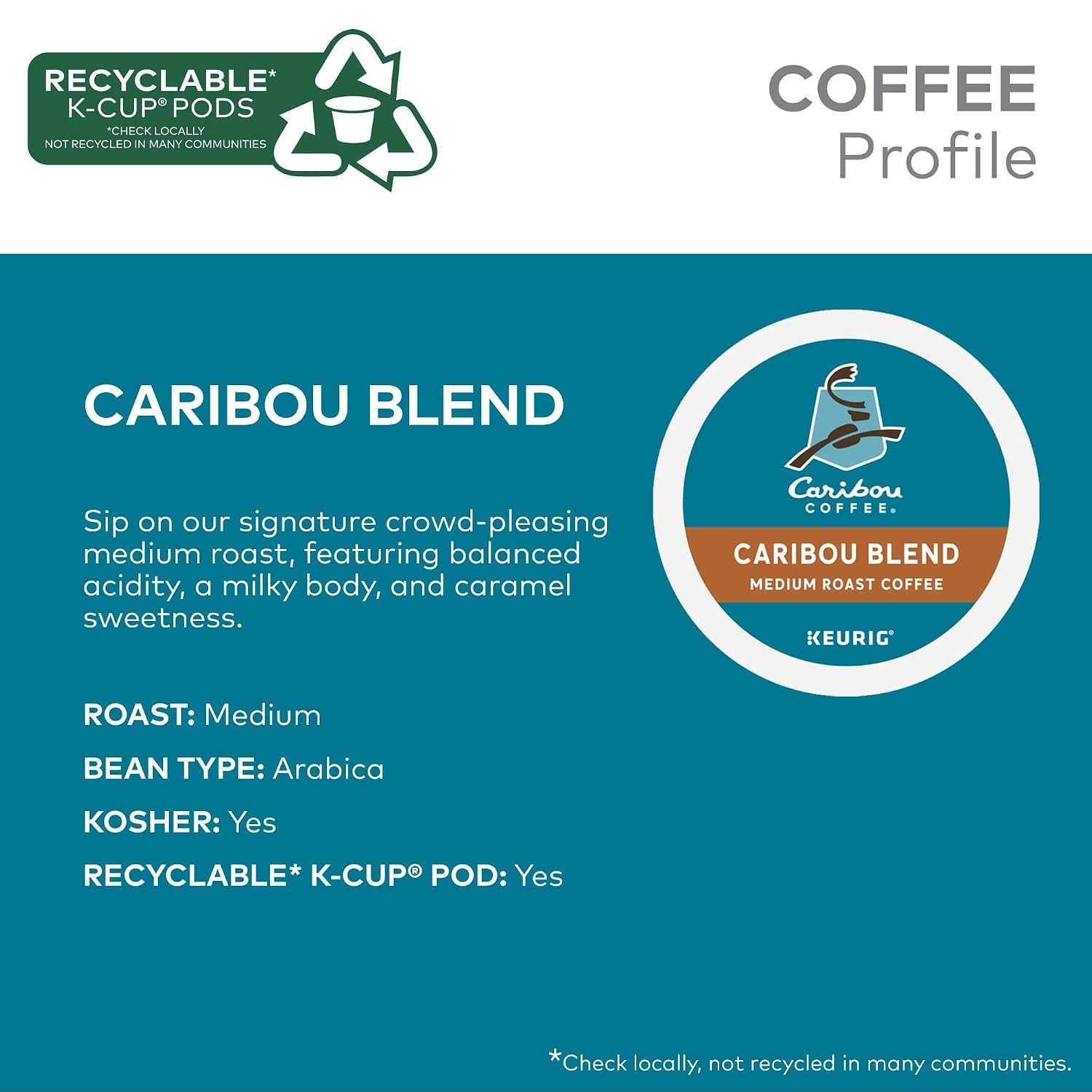 Caribou Blend 96 Count K-Cup Pods – Medium Roast Coffee, Rich & Flavorful