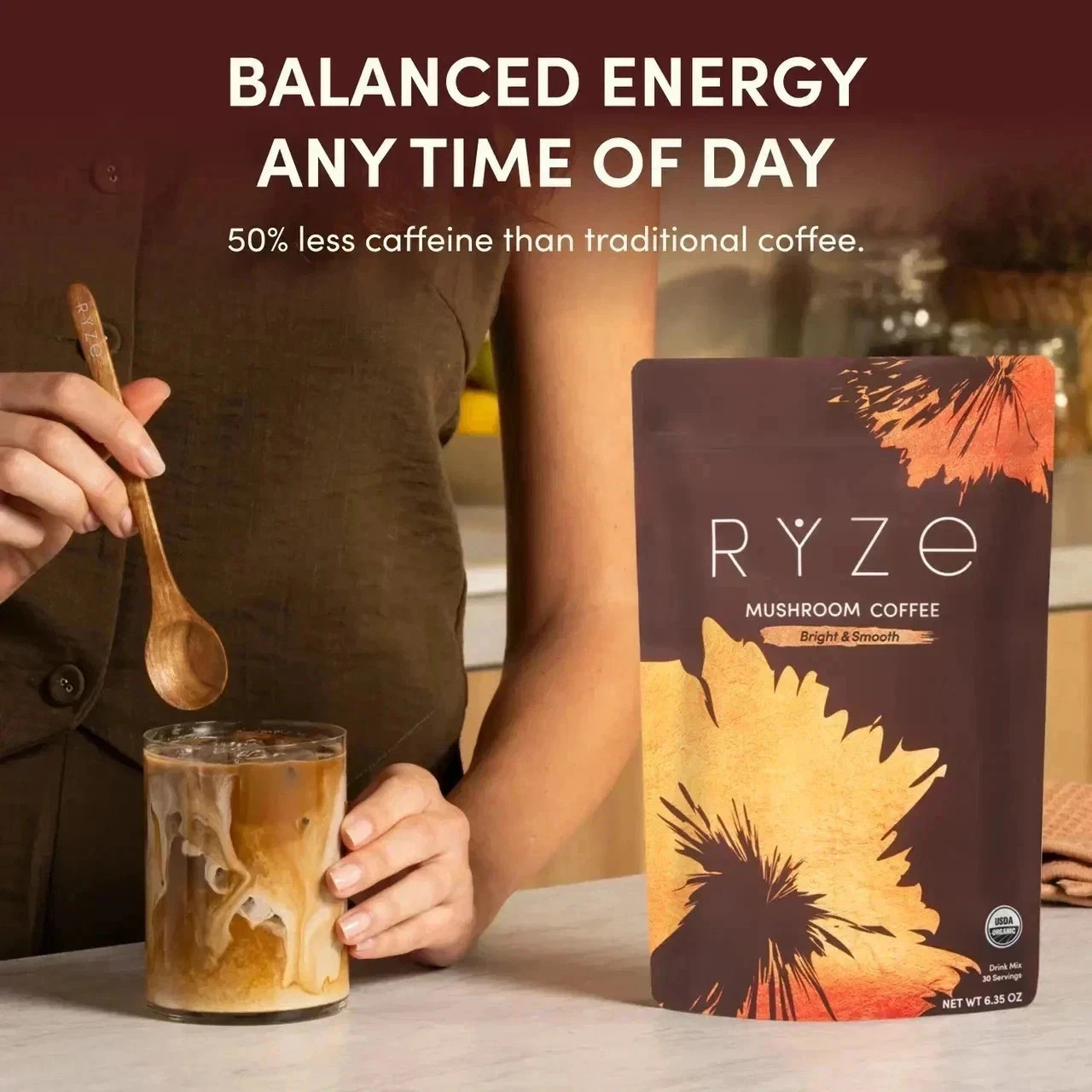 4 Pack Organic Ryze Mushroom Coffee 30 SERVINGS Instant Coffee FREE SHIPPING