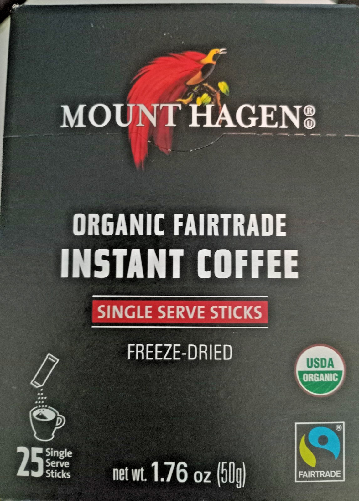 Mount Hagen Organic Fairtrade Instant Coffee 25 Pkts (1 case)