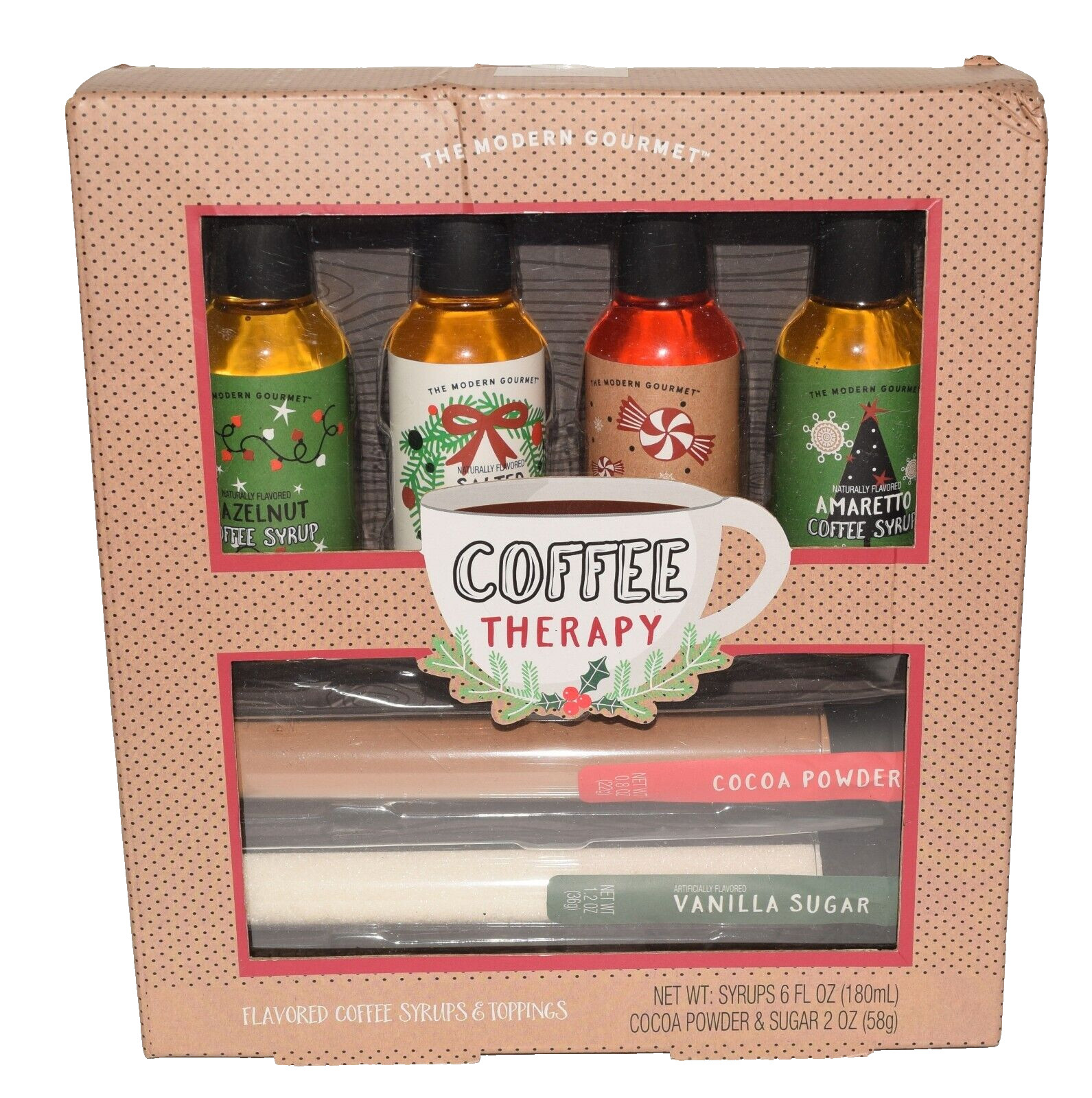 The Modern Gourmet Coffee Therapy Flavored Coffee Syrups New Sealed Gift Set