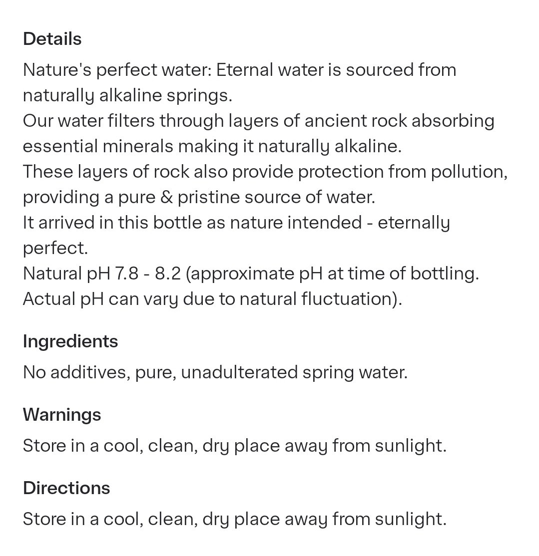 8 Bottles Of Eternal Water Alkaline Naturally Spring Water 1 L (1 DAY SHIP OUT)