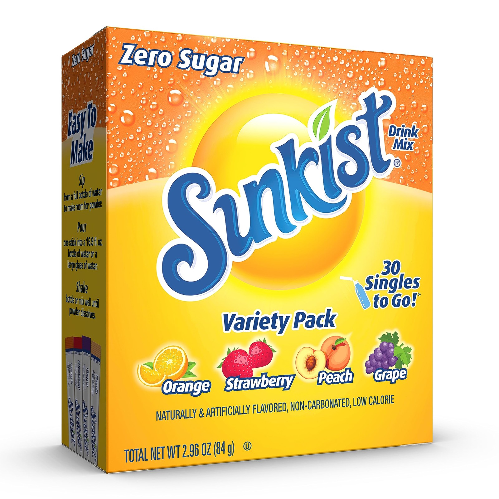Singles To Go Sunkist Soda Powdered Drink Mix, Variety Pack, 30 Packets