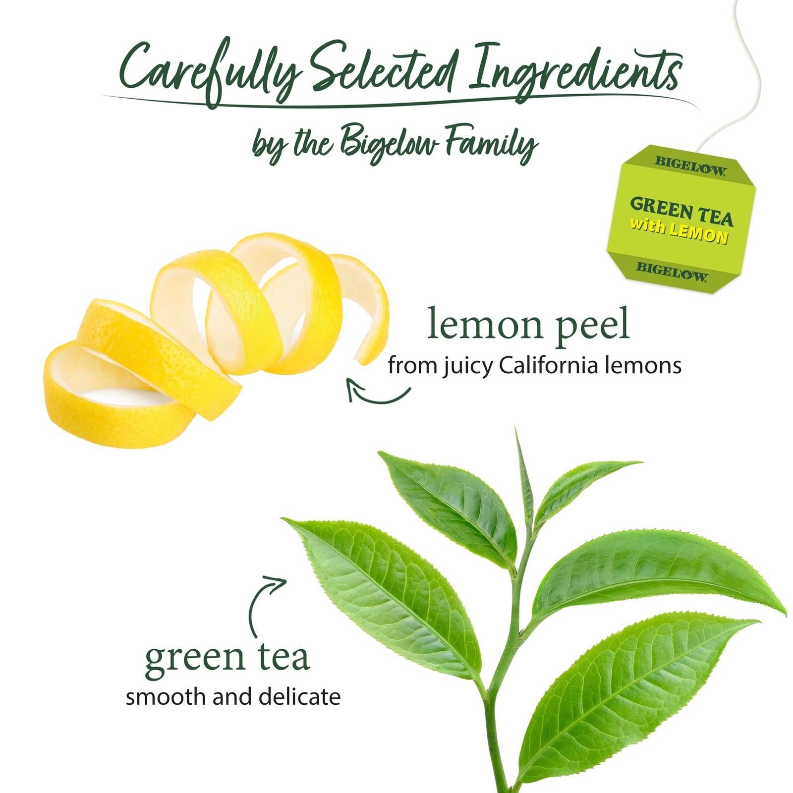 Bigelow Green Tea with Lemon 20 Count Caffeinated Gluten Free Kosher Pack of 6