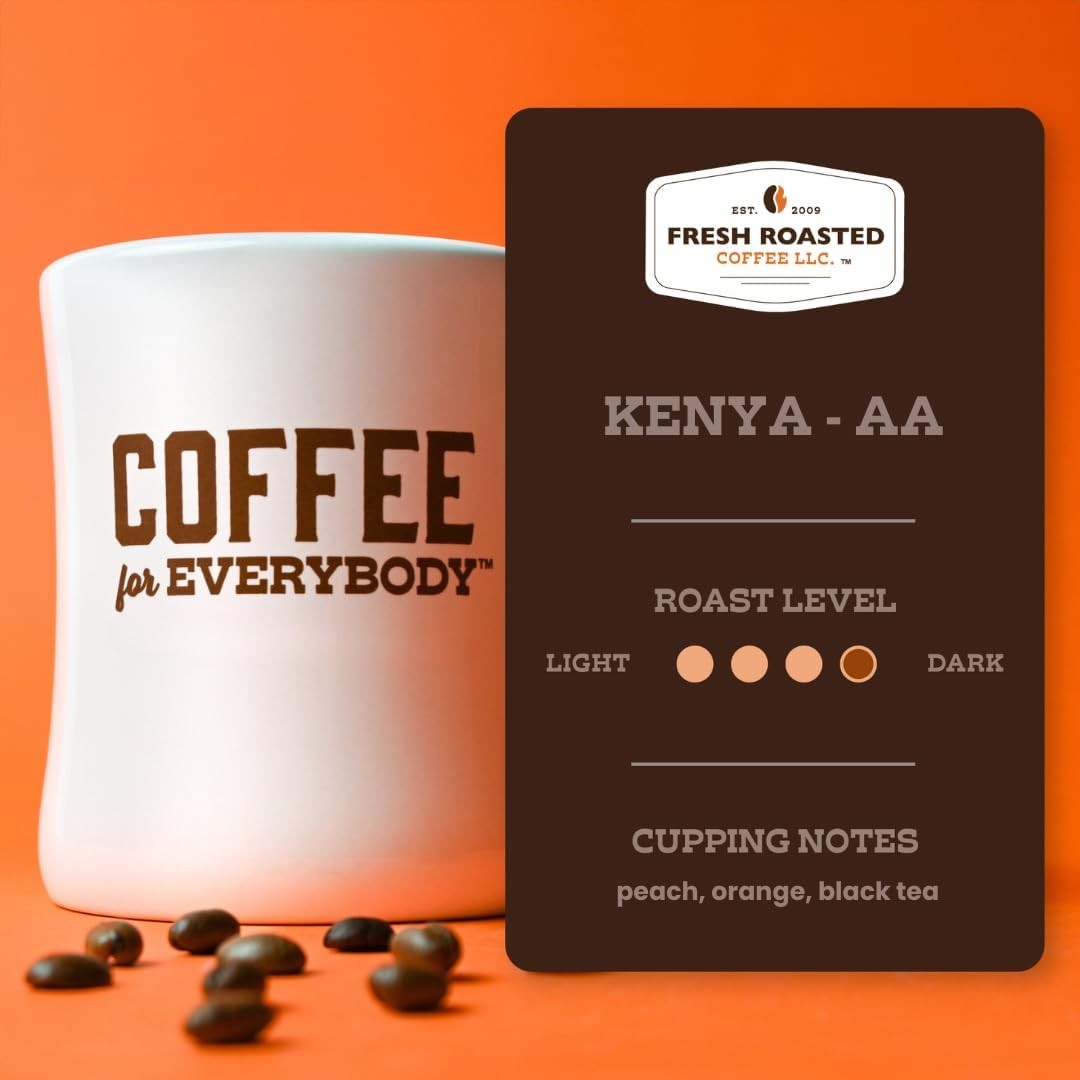 Kenya AA Whole Bean Coffee 12oz Med-Dark Roast Kosher Gourmet Arabica