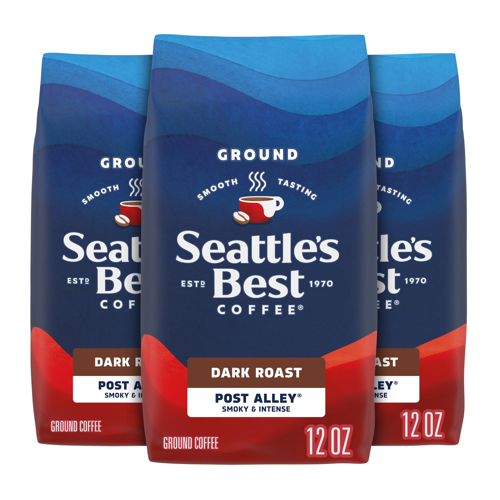 Seattle’s Best Coffee, Dark Roast Ground Coffee, Post Alley, 3pks 12 oz Each
