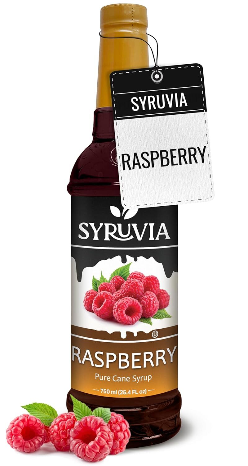 Syruvia Raspberry Syrup 25.4 fl oz, Premium Flavoring for Beverages & More
