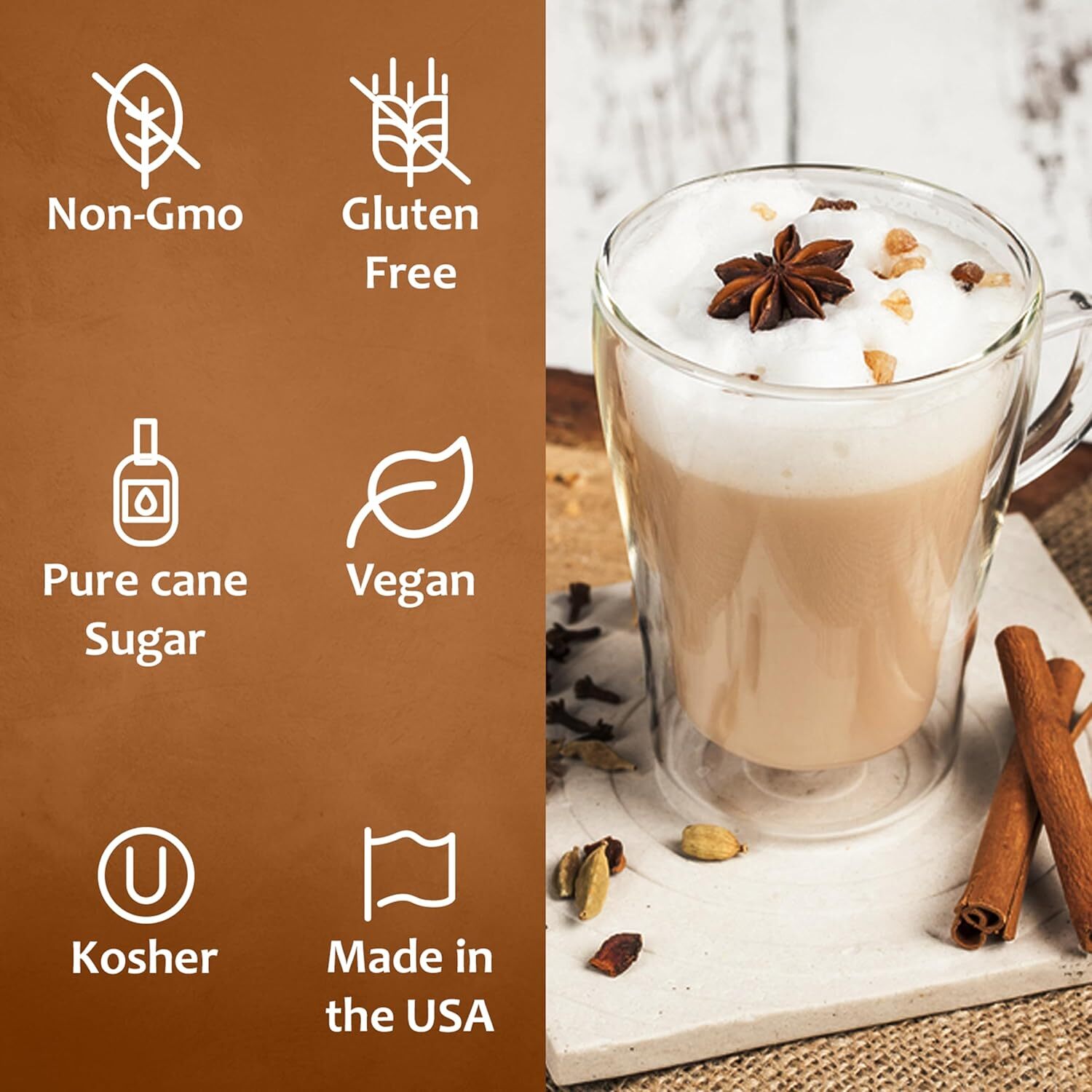 Syruvia Chai Tea Syrup 25.4 fl oz, Kosher, Gluten-Free for Coffee & More