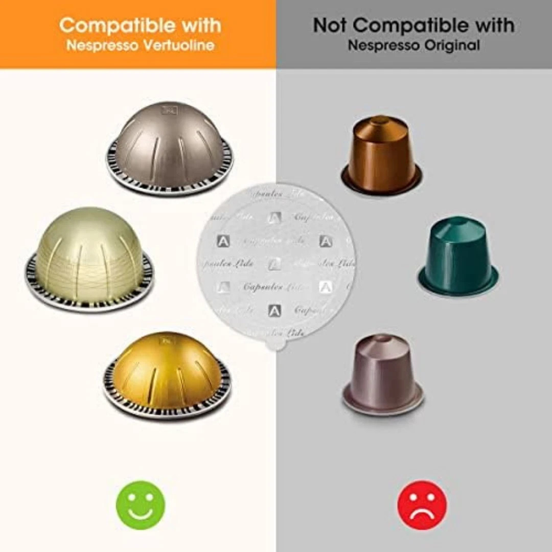 120pcs Aluminum Foil Seal Lids for Reusable Nespresso Vertuo Pods, Compatible wi
