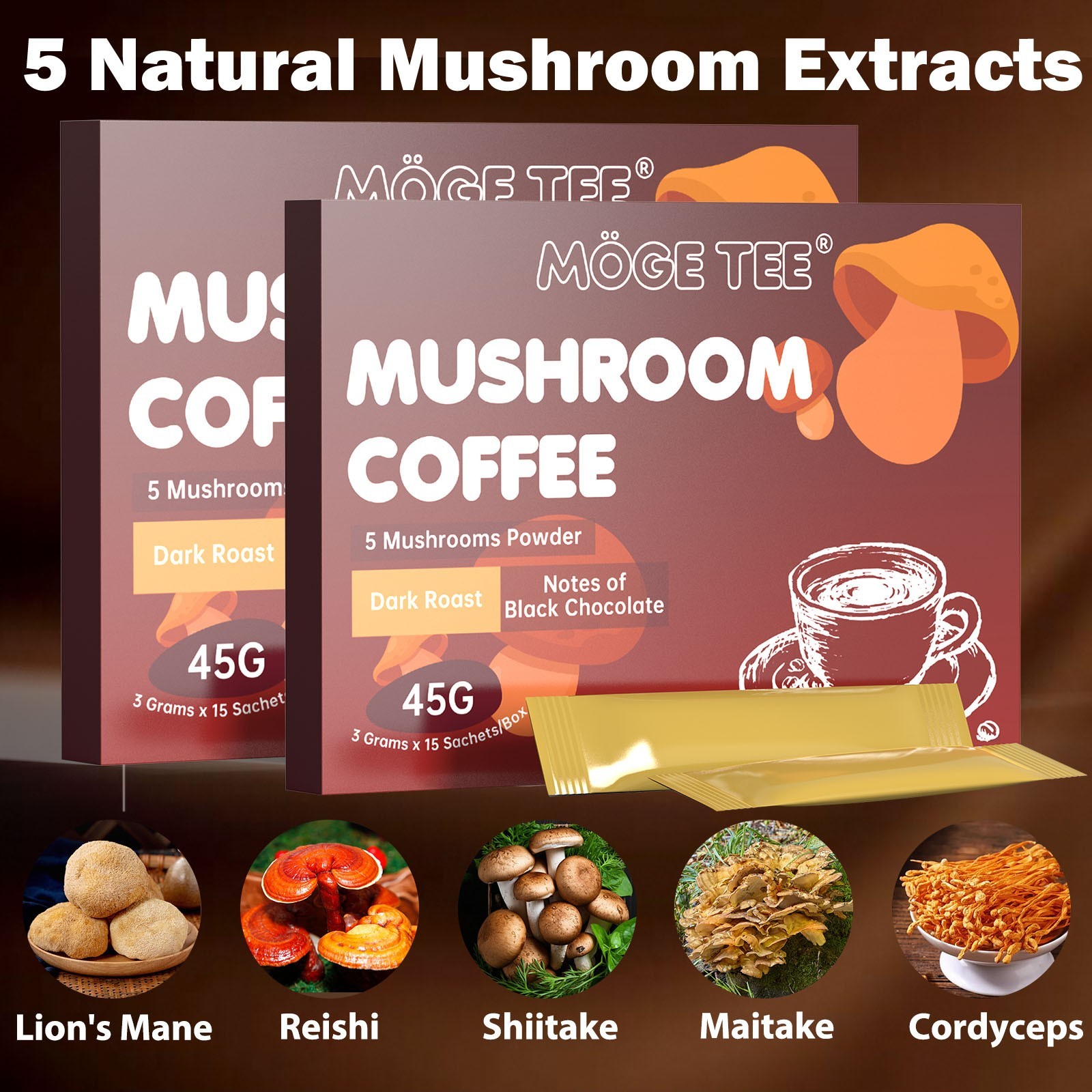 2 Pack Mushroom Coffee 100% Authentic USA FREE SHIPPING , Instant Organic Coffee