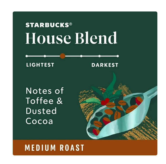 Starbucks Arabica Beans House Blend, Medium Roast, Ground Coffee, 18 oz