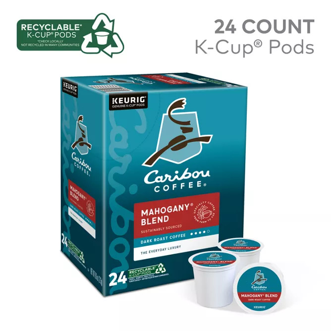 Caribou Coffee Mahogany® Coffee K-Cup® Pods Box 24 Count – Keurig® Single Serve