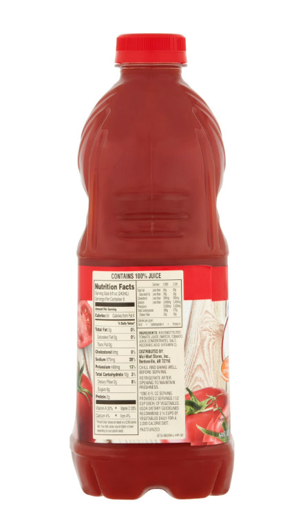 (2 pack) Great Value Tomato 100% Juice, 64 fl oz