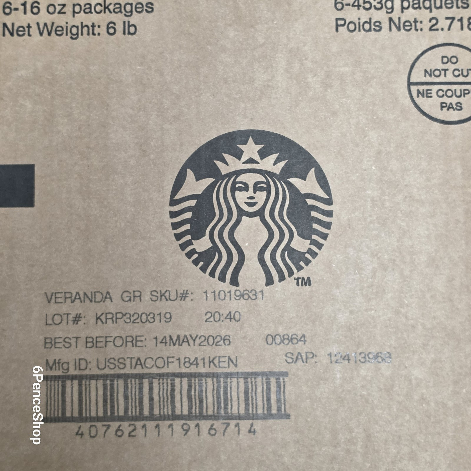 MAY 2026 lot of 6 Starbucks Coffee, Vernanda Blend, Ground 1 lb Bag 6 lbs total