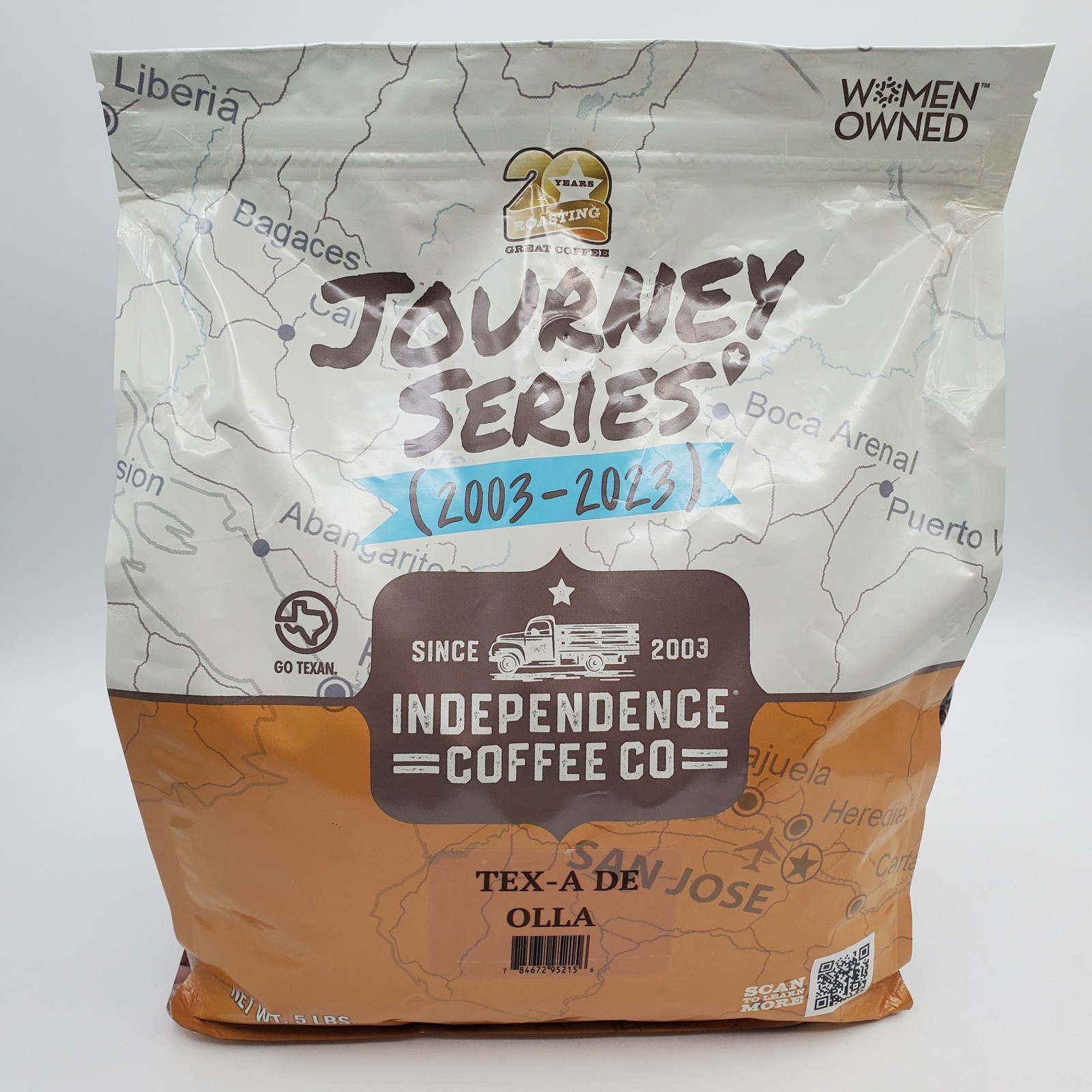 Independence Tex A De Olla Whole Bean Coffee 5lb Brown Sugar Cinnamon BB 5/26