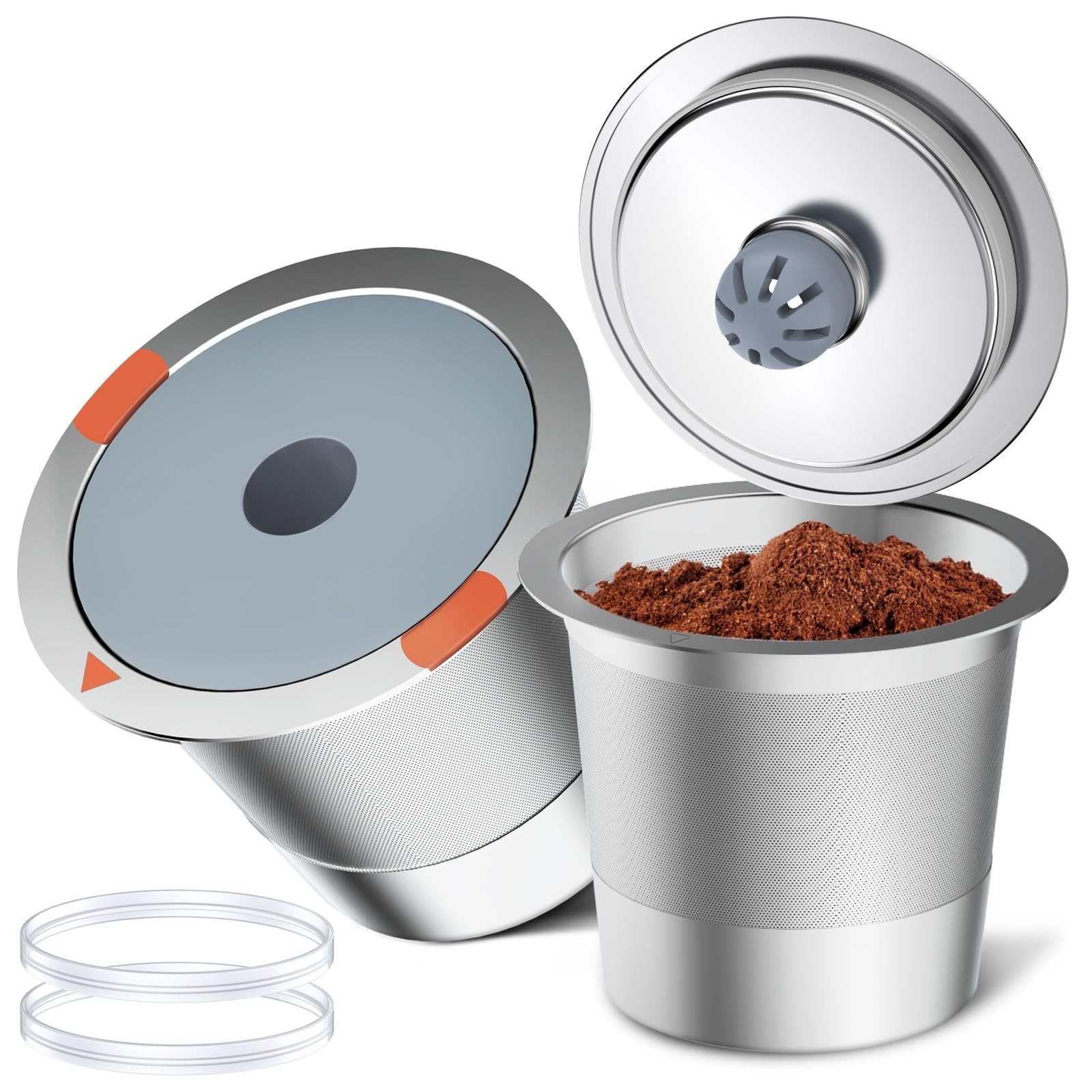Universal Reusable K Cups & Coffee Pods for Keurig 1.0/2.0 – Stainless Steel (2