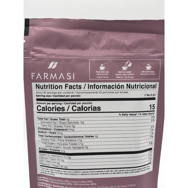 Farmasi Nutriplus Delish Instant Coffee And Grain Blend 3.53 OZ. 100 Grams