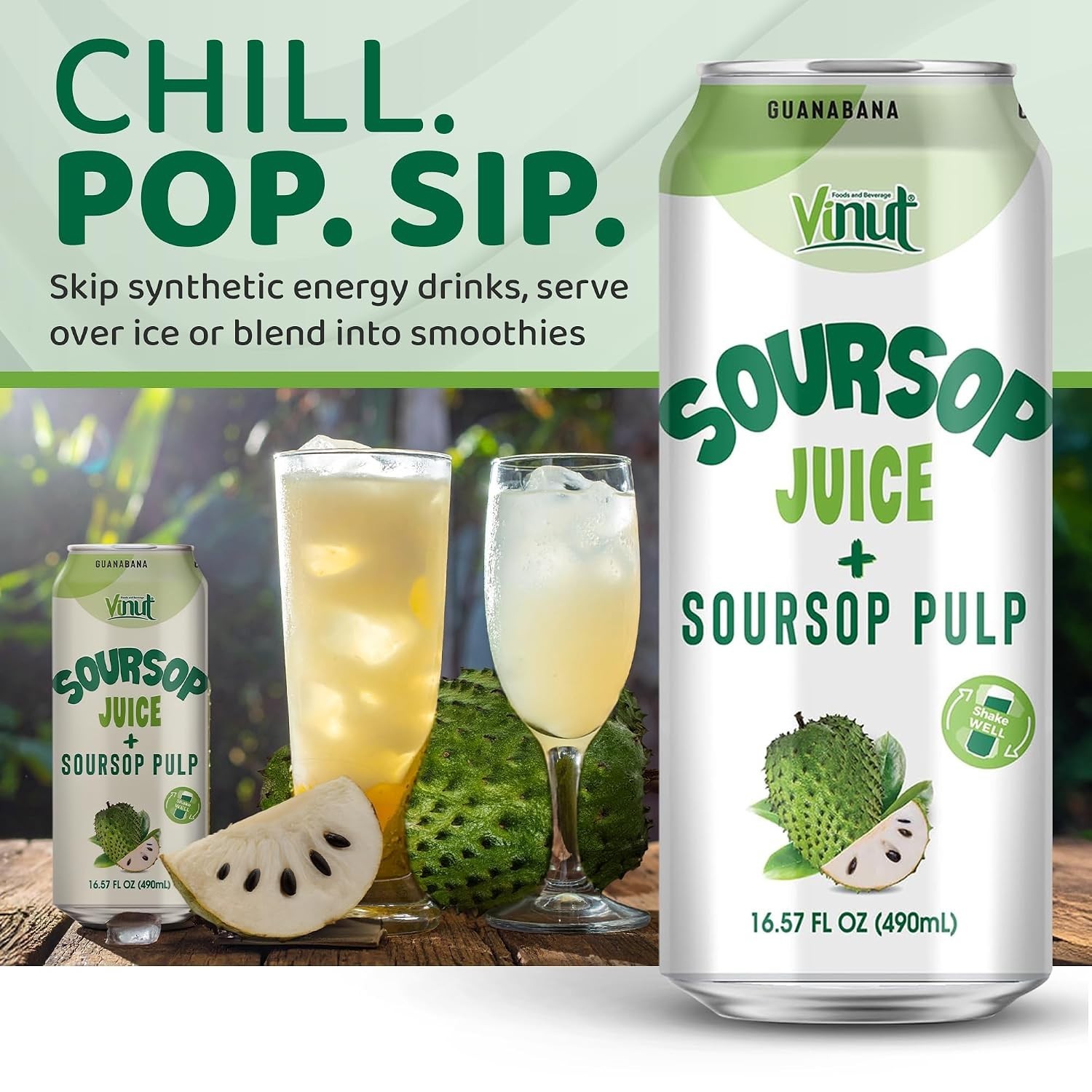 100% Soursop Juice with Pulp 16.57 fl oz 12 Pack No Sugar Added Guanabana